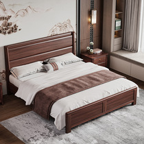 Chinese style ebony wood home master bedroom all solid wood bed 1 8m double bed large bed bedroom storage bed 1 5 single bed