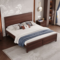 Black gold solid wood bed master bedroom drawer storage bed Chinese style wedding bed 1 8m double bed 1 5m guest room single bed