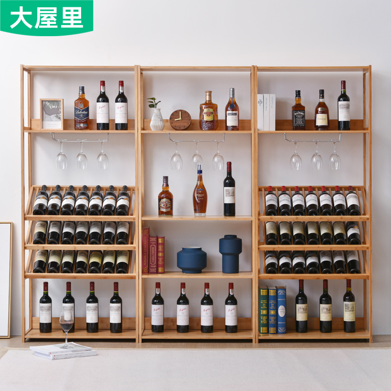 Red Wine Rack Bar Red Wine Cabinet Wine Solid Wood Show Shelf Wine Glass Shelf Home Pendulum containing layer shelf