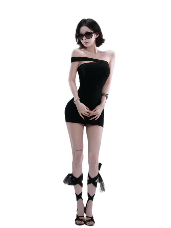Posummer'Stella' Asymmetrical One-Shoulder Strapless Dress with a Pure and Alluring Style, Featuring a Stunning Waist-Cinching and Hip-Hugging Design Posummer'Stella' Asymmetrical One-Shoulder Strapless Dress with a Pure and Alluring Style, Featuring a Stunning Waist-Cinching and Hip-Hugging Design