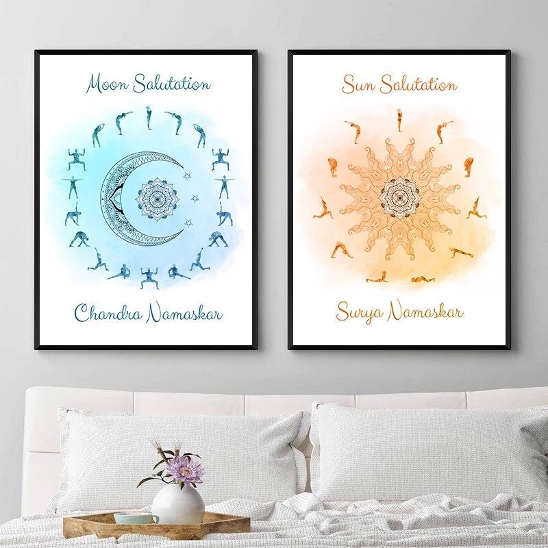 Gym, Yoga Studio, Pilates Studio, Studio Background Wall Decoration Painting, Om Yoga Pose Illustration, Wall Hanging Painting