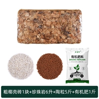 1 кусок толстого кокосового оболочка кирпича+6 литров перлита+5 кот из глиняных зерен+органические удобрения 1 котти