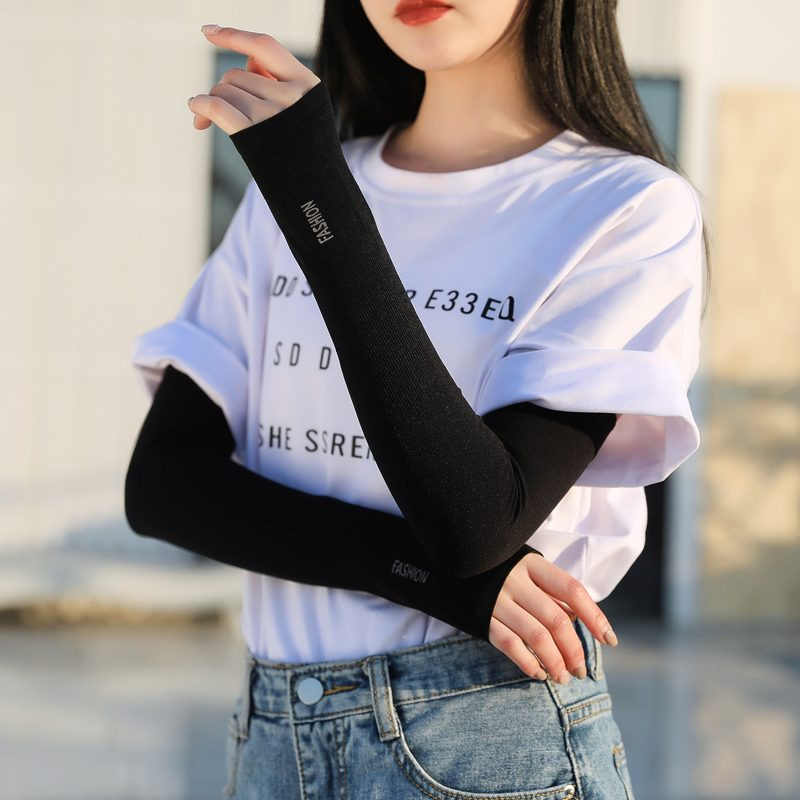 South Korea equipped sunscreen sleeve female anti-UV ice-wire driving practice car false sleeves summer long cylinder complexion rider