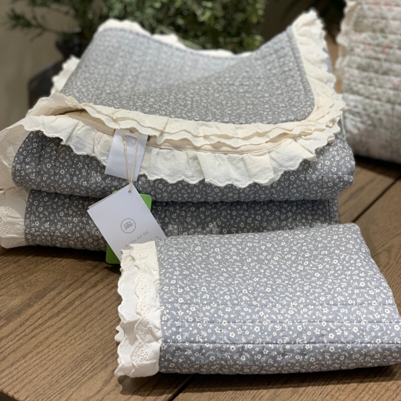 Korean Ins Style Goose down Duvet Cover Set, All-Cotton, Three-Piece Set, Same Style as Purple Floral Summer Quilt, Quilted Cotton Bed Sheet