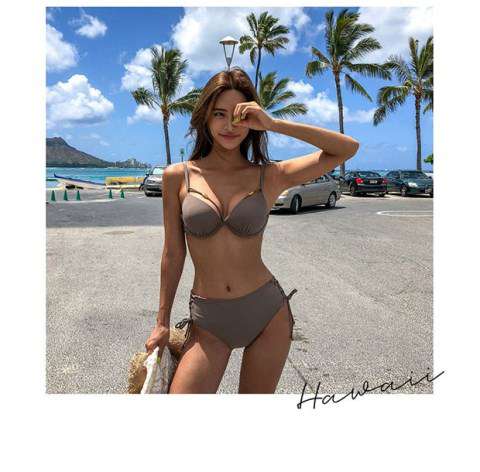 Đồ bơi mới nữ chẻ thép tấm tập hợp ngực cao eo che bụng bên quai gợi cảm bikini bãi biển spa - Bikinis bộ bikini 3 món