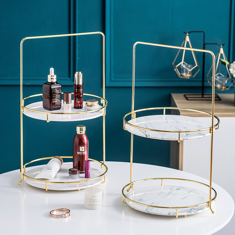 ins rotating double-layer cosmetics storage box bathroom dresser desktop skin care products perfume toilet shelf