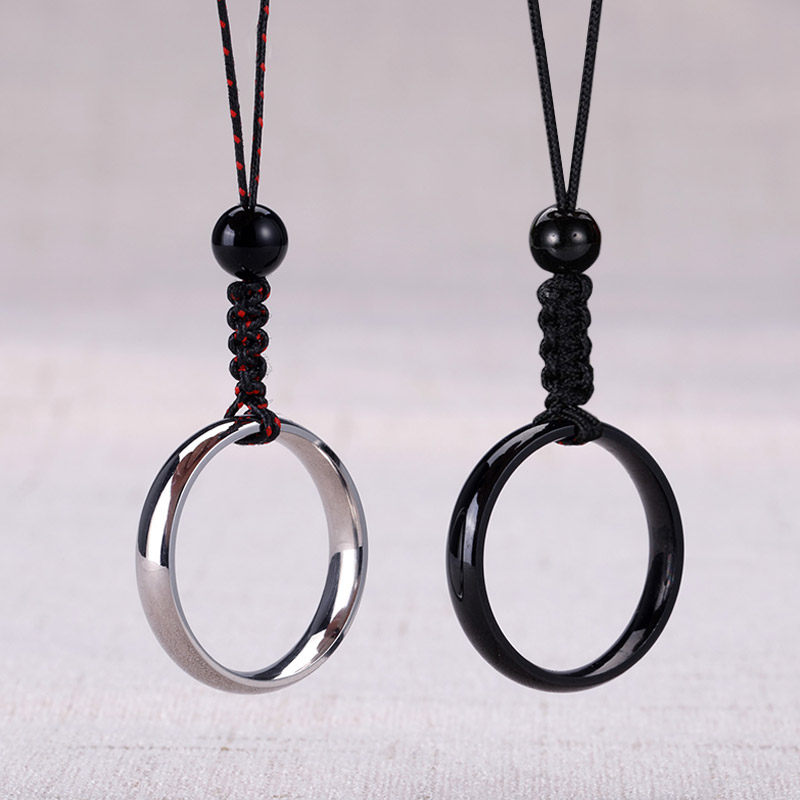 Hold for mobile phone lanyard short female hanging hand hanging buckle personality creative pendant pendant male ring buckle couple hanging rope simple finger buckle hand woven metal ring hanging ring