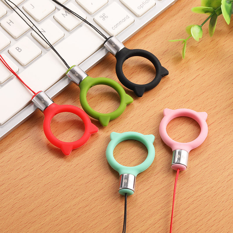 Held for mobile phone hanging ring finger silicone ring Ring Buckle Hanging Ring Hangers Short of personality Creativity Cute Cat Ears Women Sturdy And Durable Sling Swind Headphones Protective Sleeve Pendant Hanging damp