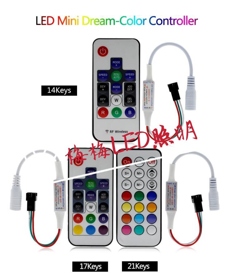 LED slide lamp belt controller WS2811 WS2812B 1903 full color controller infrared 5v12v