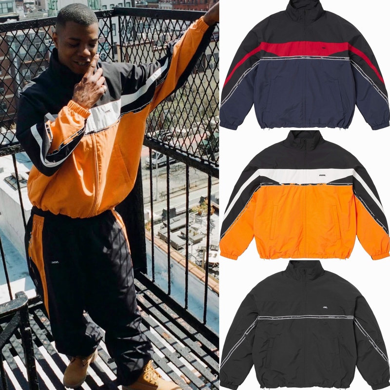 Ss26 Logo Taping Track Jacket Contrast Color Stand-Up Collar Zipper Patchwork Sports Jacket