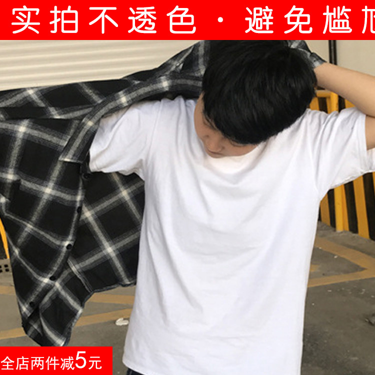 les handsome t corset short-sleeved sports loose cotton inner clothes solid color breathable opaque outer wear neutral T-shirt tide