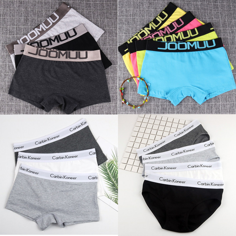 3 les handsome t boxer solid color underwear knickers neutral women's underwear wide edge cotton large size breifs