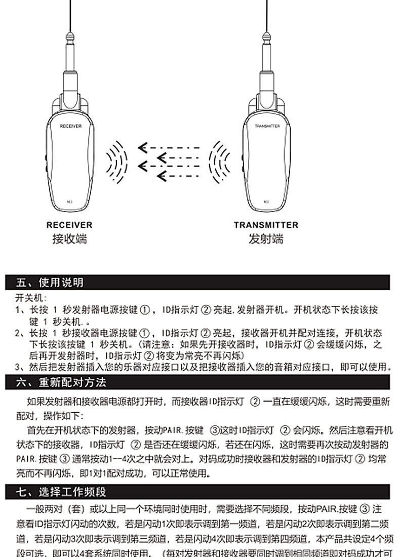 Кабель для гитары 民谣吉他电吉他贝斯贝司乐器音频传输电吹管提琴无线发射器接收器 JOYO