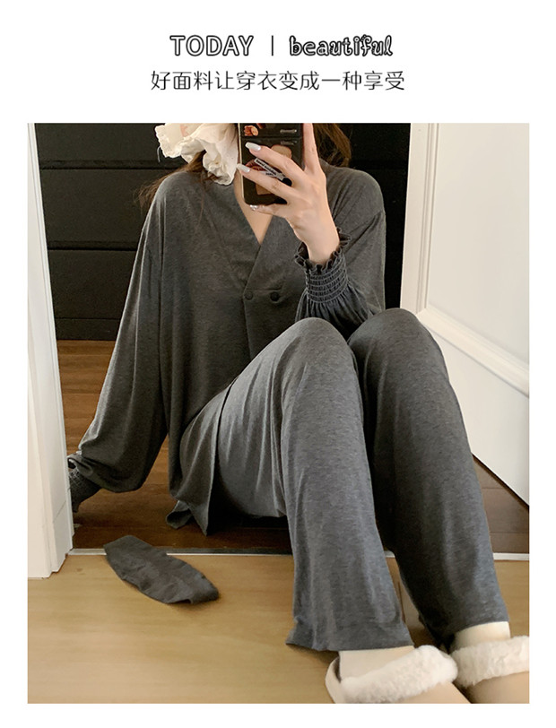 送发带莫代尔孕妇睡衣女春秋凉感哺乳月子服夏季薄款产妇胸垫家居 — 11