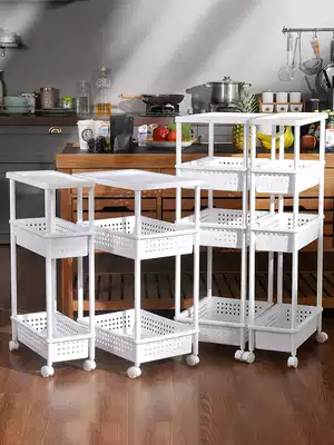 Kitchen rack Floor-standing multi-layer removable vegetable basket rack with wheels bathroom storage trolley
