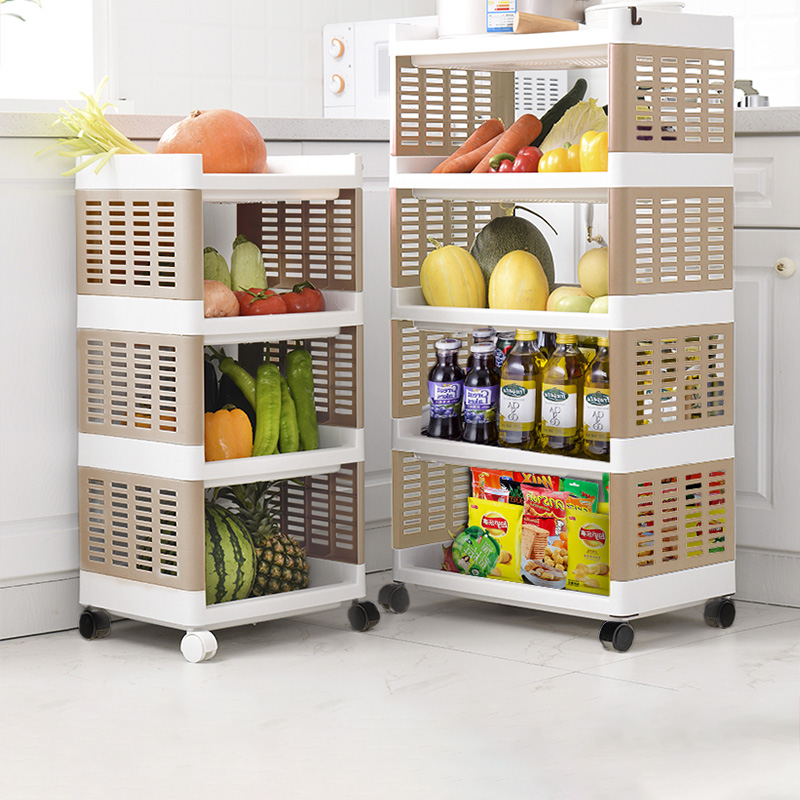 Kitchen removable shelve floor Bathroom Containing Basket Multilayer with wheel Vegetable Fruits and fruits Home Containing Shelf