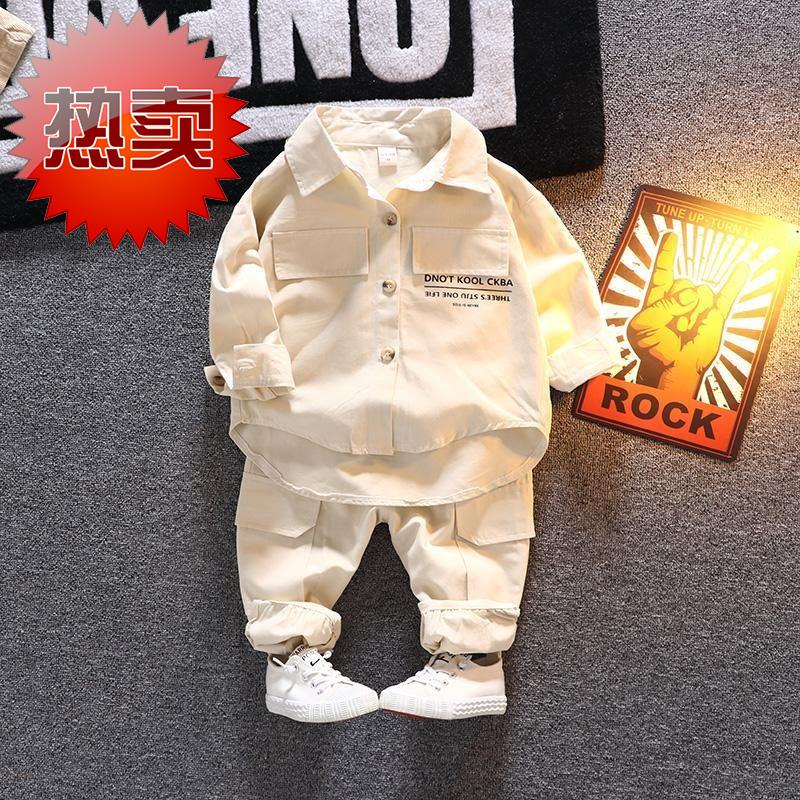 Men's 02 children's autumn clothes suit new Korean version lining clothes fixture Two sets of children's suits in children's suits