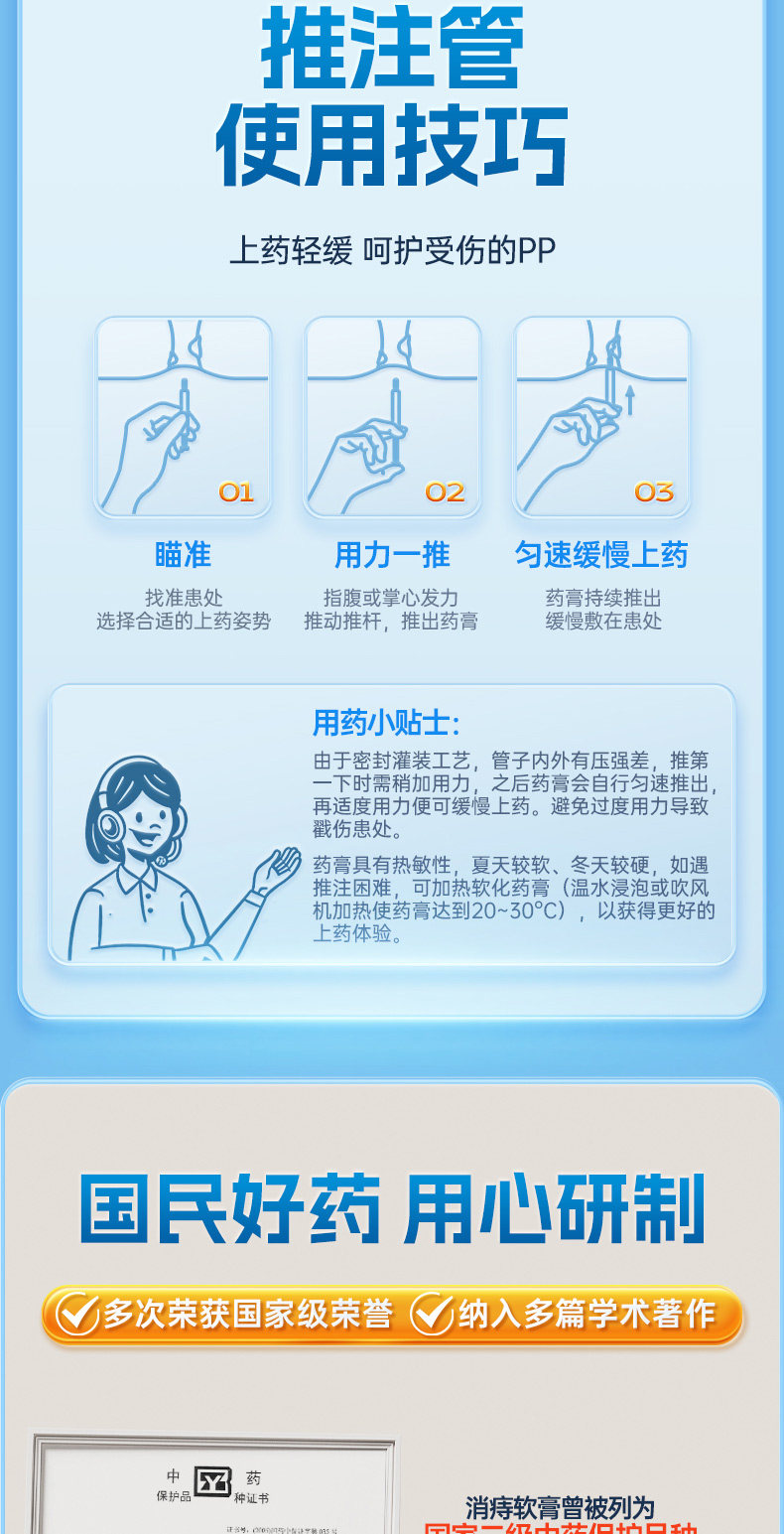 【中国直邮】 999 消痔软膏 痔疮膏 便血内外混合痔 正品国药准字 2.5g*6支
