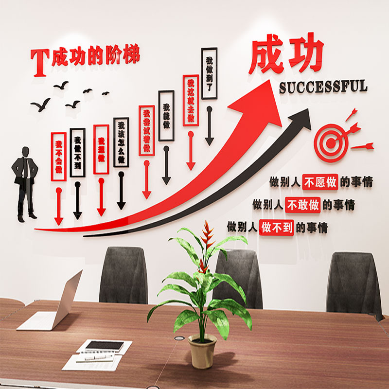 Inspirational 3d three-dimensional wall stickers company slogan corporate culture wall classroom office decorations acrylic wall stickers