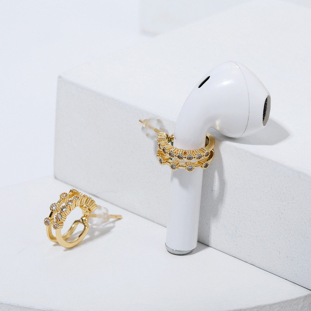 Wireless bluetooth headset anti-lost ear needle s925 silver temperament simple wild earrings suitable for airpodspro anti-drop