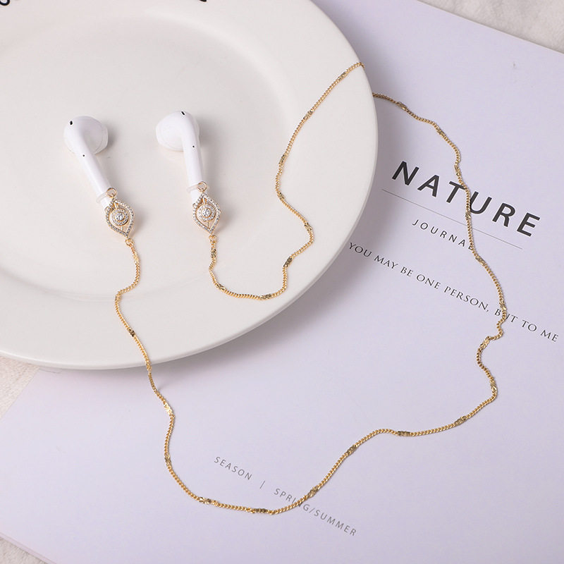 Wireless bluetooth headset anti-lost chain gold original temperament anti-drop necklace suitable for Apple Huawei Xiaomi hanging neck tide