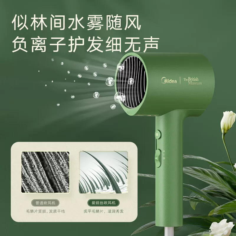 Фен Midea Alice, ко-бренд Lvye Xianlian, мощный быстросохновение, подарочная коробка MB-AJ0502