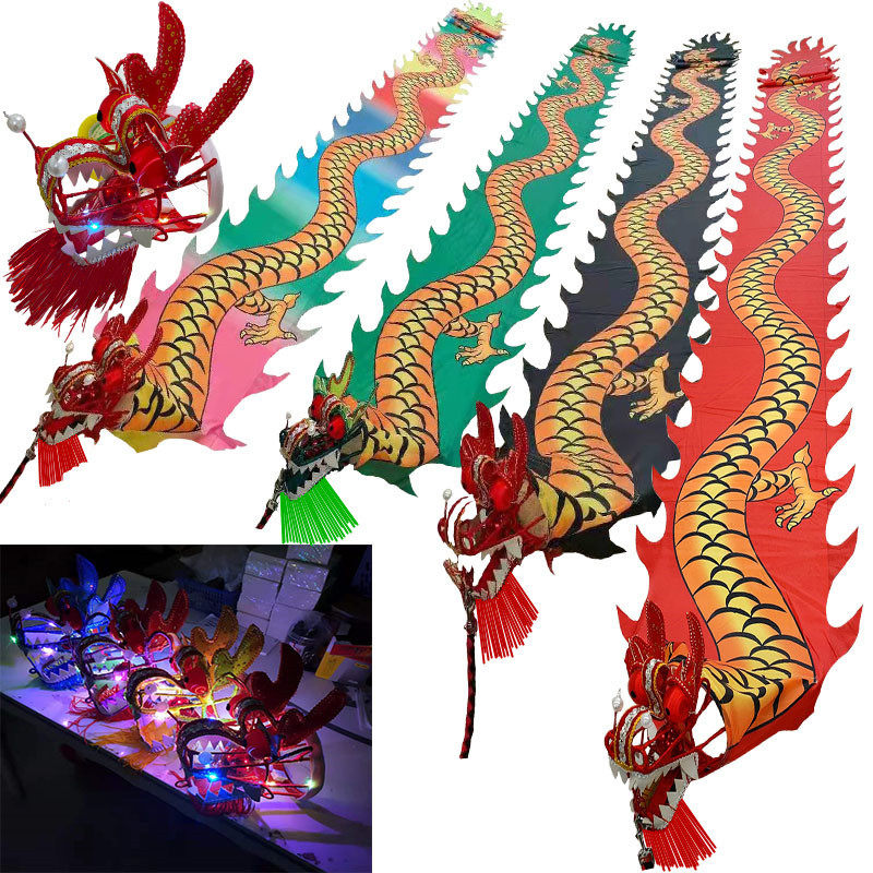 Dragon throwing ribbon dance dragon throwing dragon belt faucet ribbon middle-aged and elderly fitness square dance fitness dragon hollow out with lamp faucet