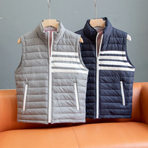 2022 new style 90% white duck down filled windproof and warm winter stand-up collar four-bar down jacket vest for men and women