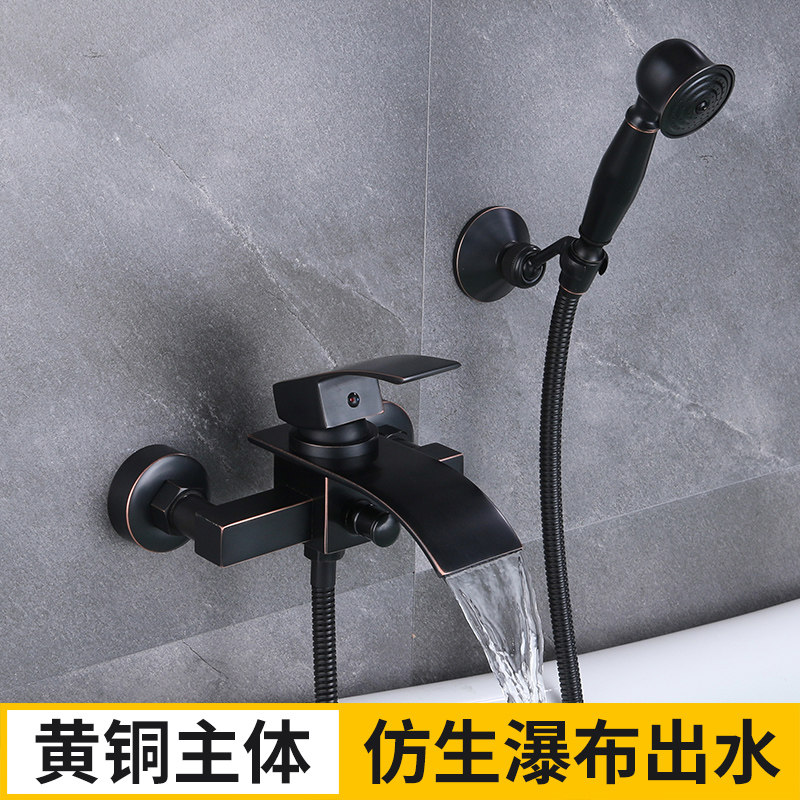 Bathtub tap Entrance Wall Waterfall Bath Barrel Wood Barrel Bath Shower Shower Head HOT AND COLD CYLINDER SIDE TYPE TAP