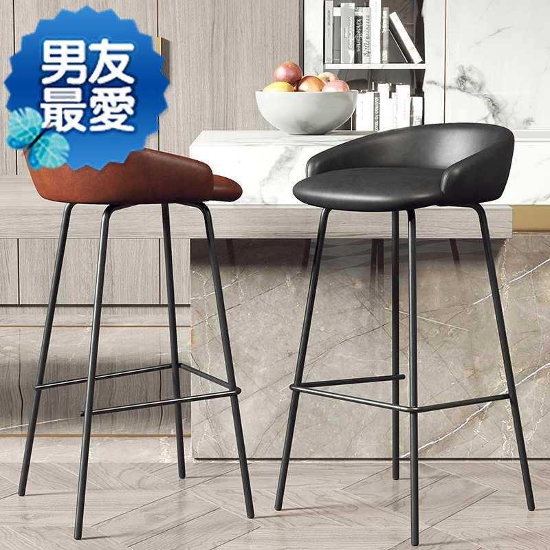 Nordic Light Lavish Bench Chair Home Modern Minima High Chair Iron Art Casual O Bar Front Desk Café High Foot-Taobao