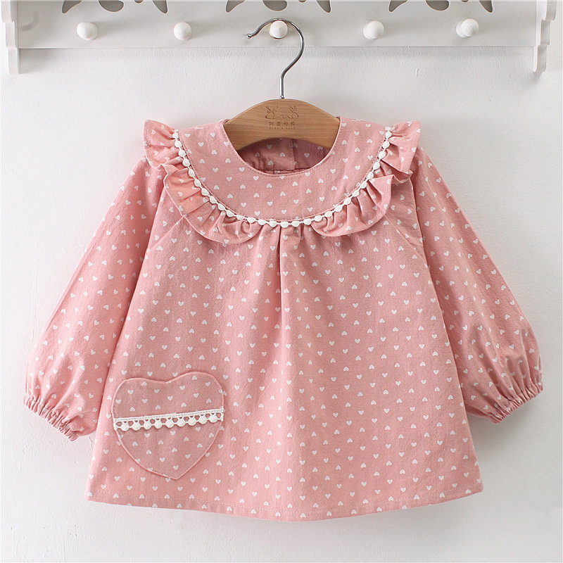 Ajoy and Delight Baby Hood Clothing for Girls Apron Autumn Winter Anti-Wear Children Pure Cotton Waterproof Anti-Dirty Clothing