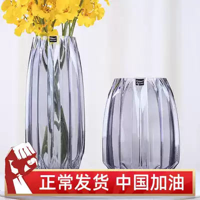 Glass large vase transparent European-style living room flower arrangement dried flower hydroponic sunflower lily Nordic decoration large extra large