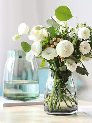 Simple modern glass vase transparent flower arrangement bottle Nordic American living room dining table light luxury home TV cabinet decoration