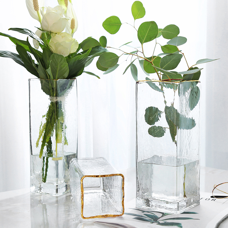 Eurostyle light lavish Phnom Penh glass vase swinging parlor room translucent American creative upscale insert vase Ikea square