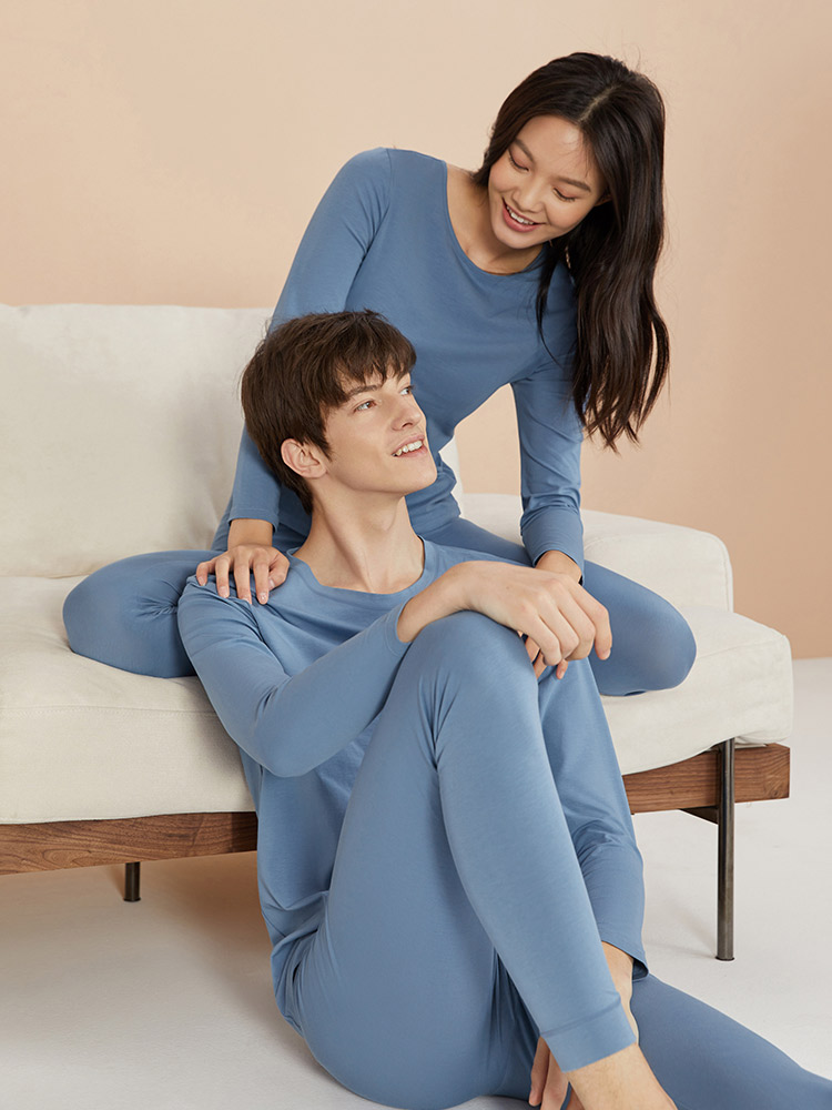 曼妮芬 棉质生活 50S棉莫裸边 情侣款圆领保暖内衣套装 双重优惠折后￥84.15包邮 男、女多色可选 淘金币可抵4元