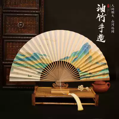 Ancient wind folding fan bamboo eight-inch niche fan tassels easy to open and close students perform Chinese style female domineering fairy