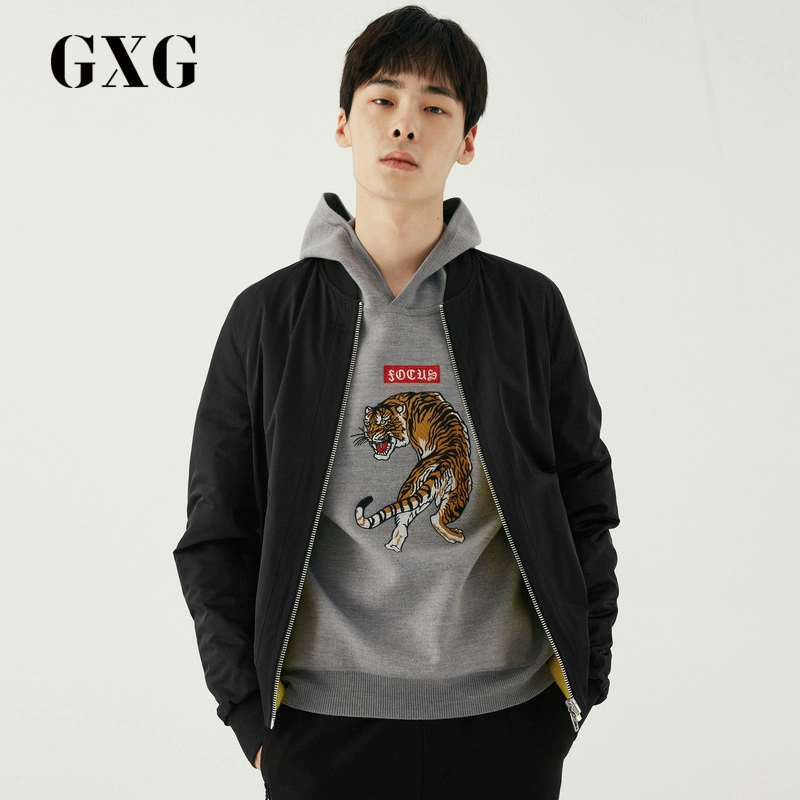 GXG Men 2020 Winter Thời trang Hàn Quốc Bóng chày Cổ áo màu đen ấm ngắn Áo khoác cotton nam # GA107199G - Đồng phục bóng chày