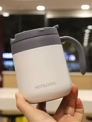 Japanese-style coffee cup Simple and fresh handle Mug with lid Stainless steel vacuum cup Office household cup