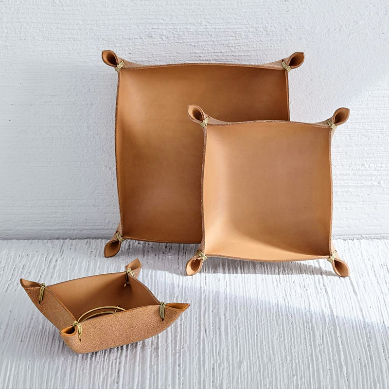 Jewelry tray Jewelry Leather handmade exquisite products Square desktop household entry entrance storage artifact
