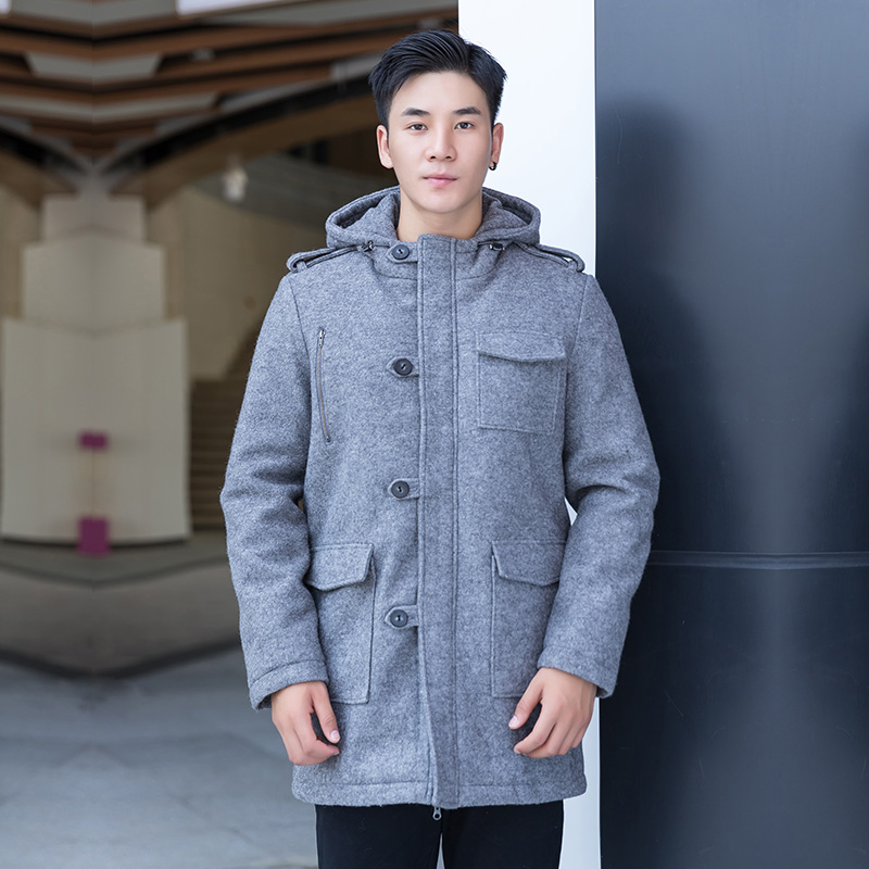 International Huo 1912 Winter Anti-chilling in Long Edition Men's loose Lianhood warm and cold-proof thickened male cotton clothing JHHKC1901