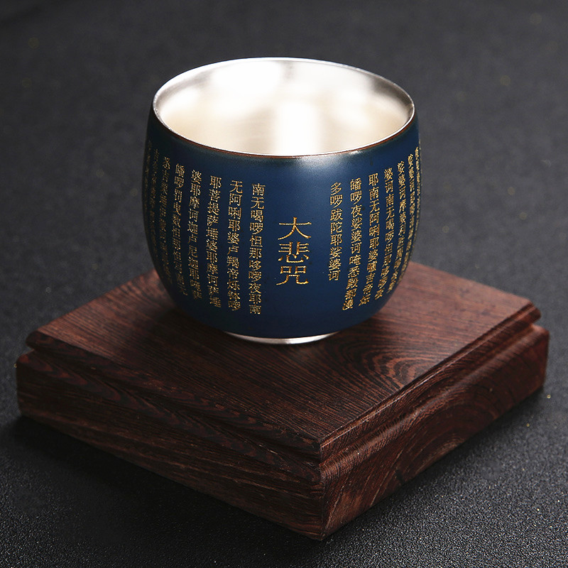 Silver and gold cup 999 pure silver heart taste cup of the Buddhist owner cup like Joboromito