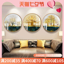 Light Extravagant Golden Hair Treasure Tree Living Room Decoration Painting Sofa Background Wall Round Hanging Painting Transfer of the bedroom fresco