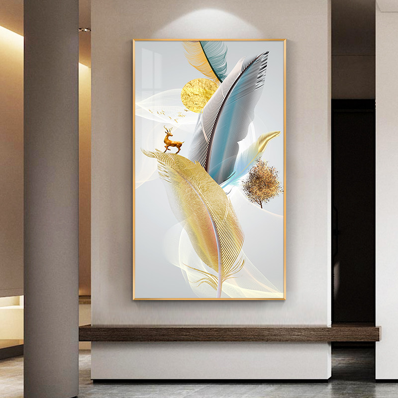 Home entrance decoration painting Modern simple aisle background wall painting Vertical version of Nordic style corridor hanging painting murals