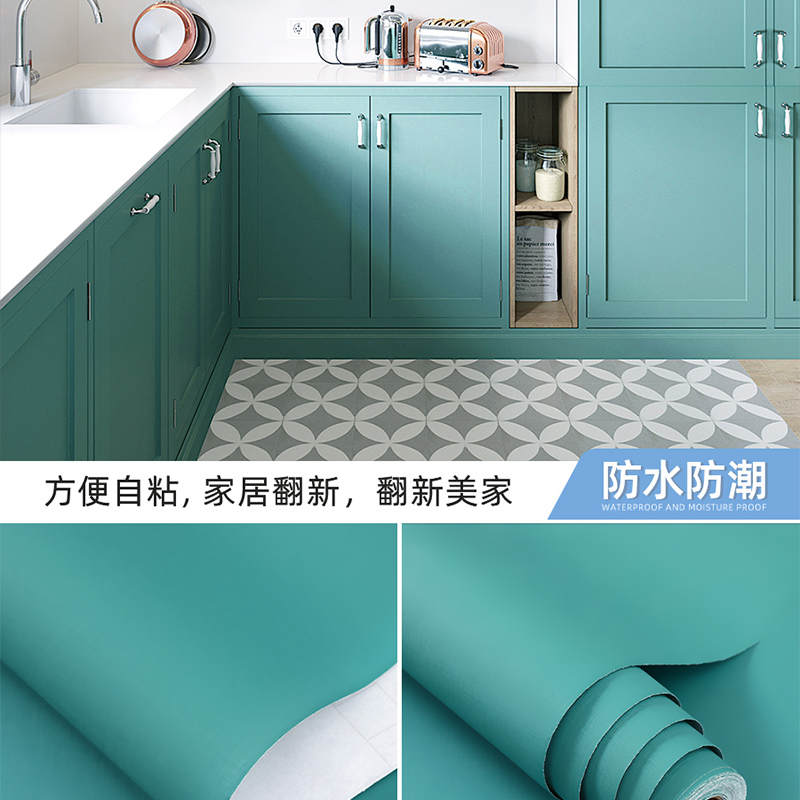 Baking Varnish Stickers Wardrobe Whole Cupboard Film anti-oil and waterproof desktop Self-adhesive thickened Cabinet door Home Furniture Renovated Kitchen Wall Sticker