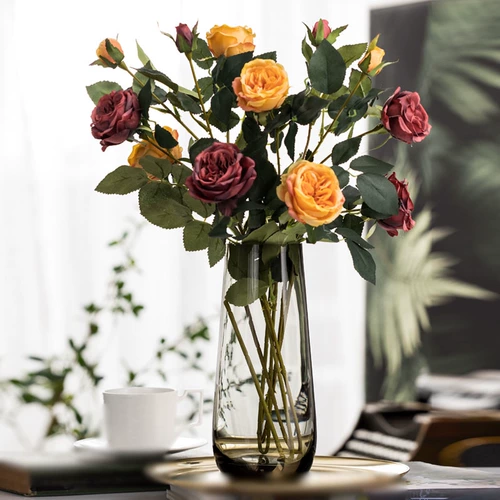 Скандинавская современная минималистичная ваза на столешнице для гостиной, обеденного стола, прозрачная цветочная композиция, поднятая водой, декоративные украшения, легкая роскошная стеклянная ваза