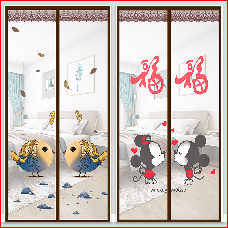 Anti-mosquito door curtain velcro screen door rural custom screen curtain household self-priming magnet pair mosquito net summer King Kong