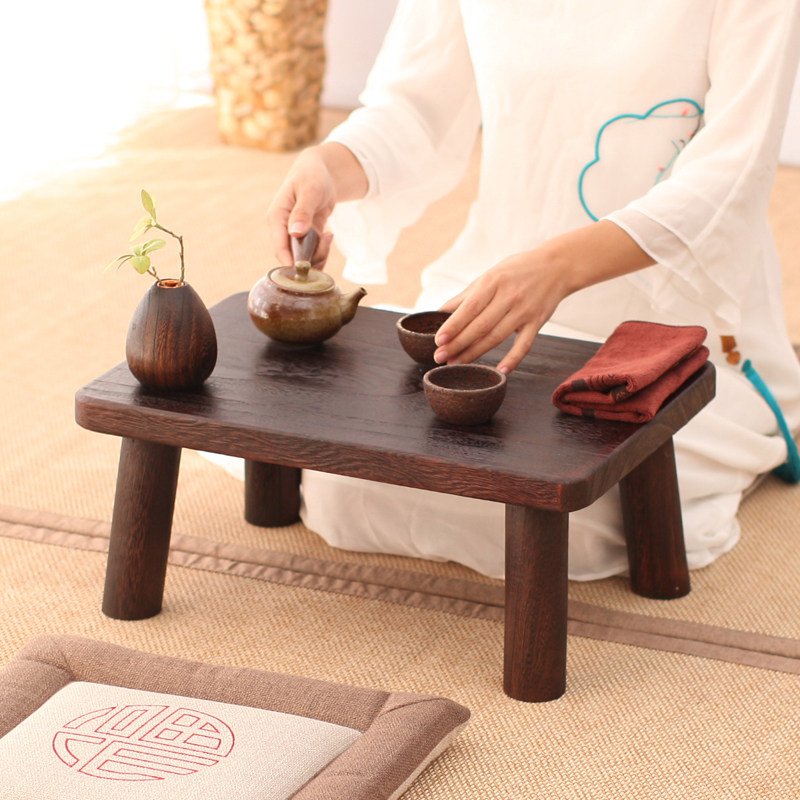 Pick art bay window table balcony small table Japanese simple solid wood tatami coffee table sitting low table home Kang table