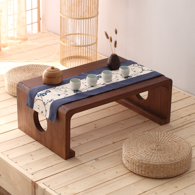 Picking art solid wood bay window small tea table tatami small table Zen Kang table Japanese style table low table tea table piano table