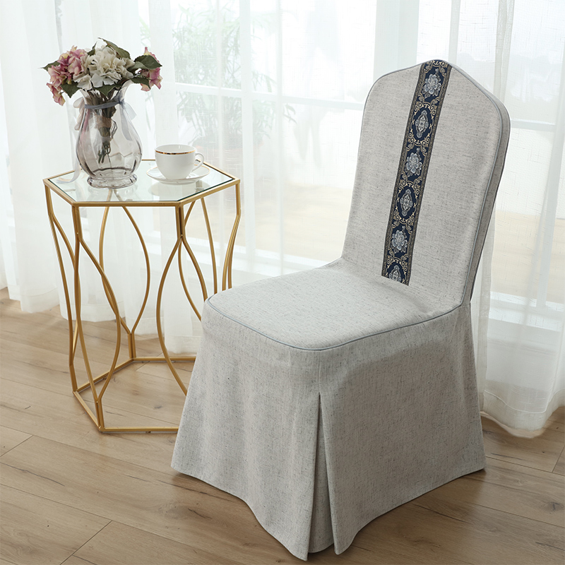 Hotel chair cover one-piece modern simple dining chair cover hotel European-style banquet table stool cover bow