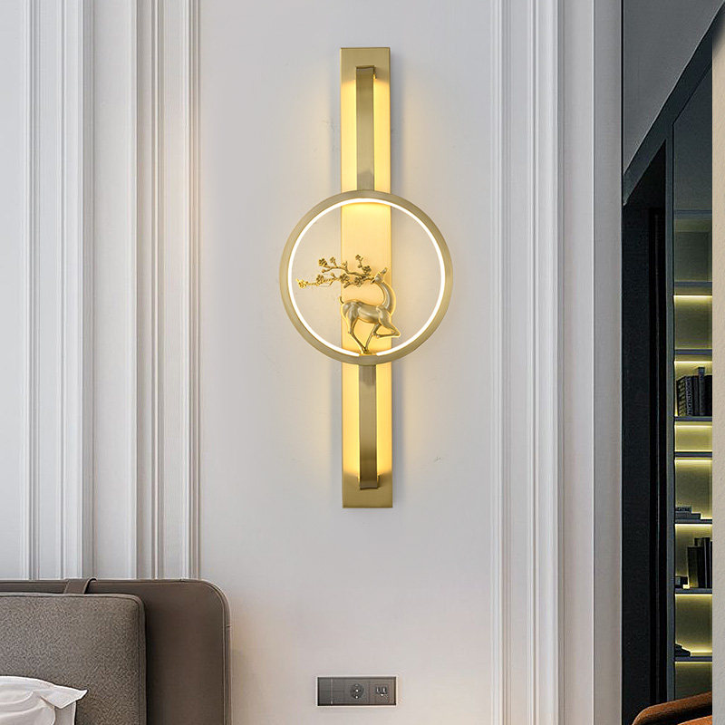 New Chinese all-copper wall lamp bedroom bedside lamp Chinese style modern simple light luxury designer living room led wall lamp